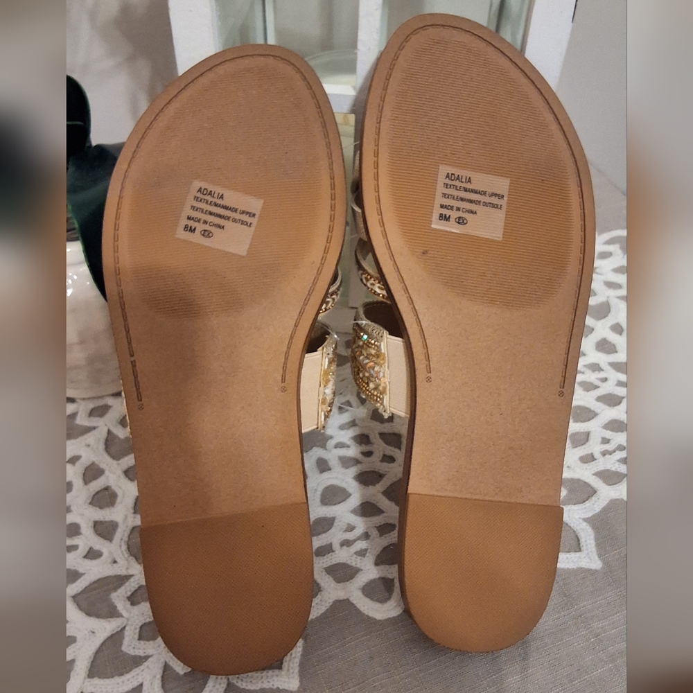 Pop Women's NWT, 8 Medium,Tan and Gold Sandals - Picture 3 of 9